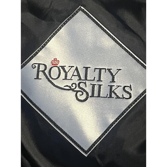 Royalty Silks Jacket Mens Small Green Geometric Silk Bomber Shoulder Pads - Picture 6 of 11